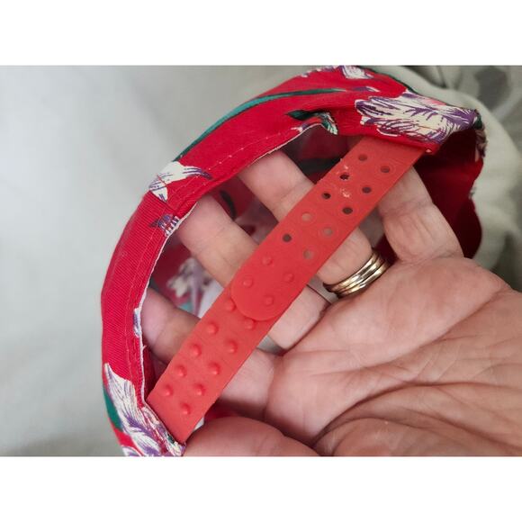 Vintage San Sun Floral Hawaiian Snapback Hat Red Tropical Floral Trucker - Picture 4 of 6